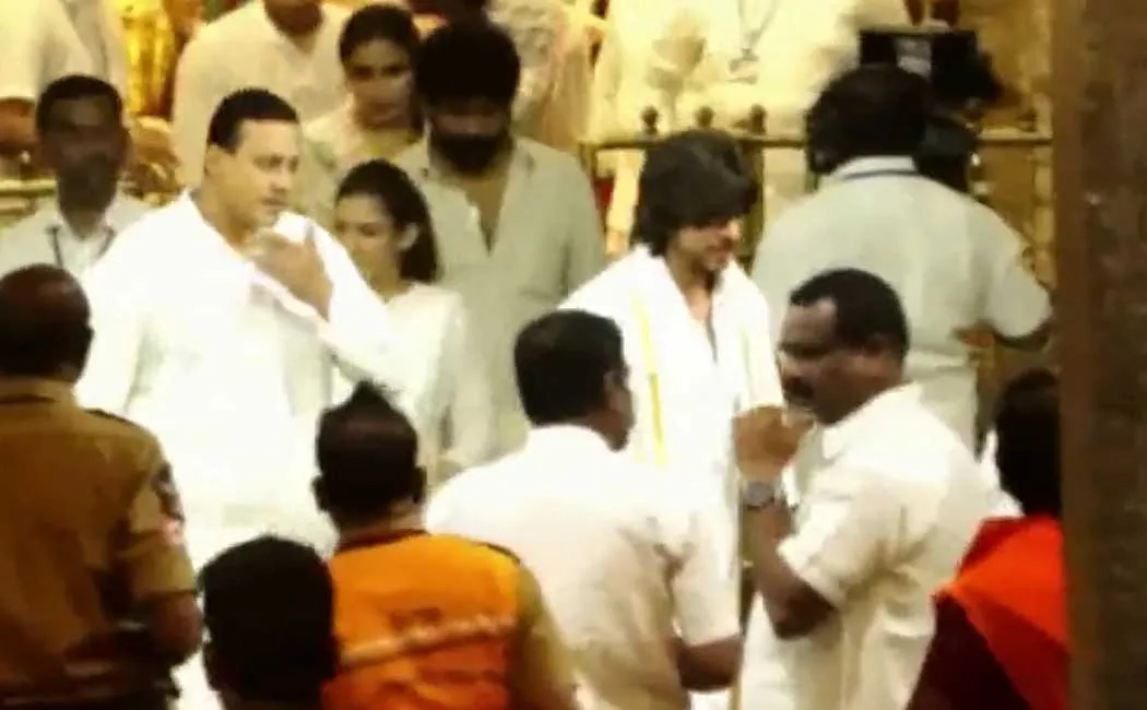 Actor Shah Rukh Khan, his daughter Suhana Khan and actress Nayanthara offered prayers at Sri Venkatachalapathi Swamy in Tirupati..